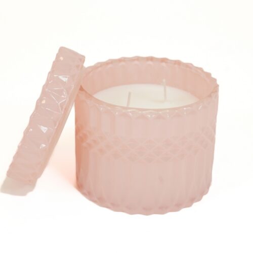 200197 נר 300g בניחוח ROUENfresh בכלי דקורטיבי זכוכית ורוד 12P